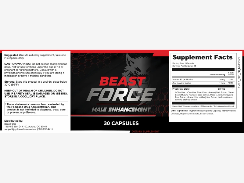 Beast Force for Men Supplement Facts