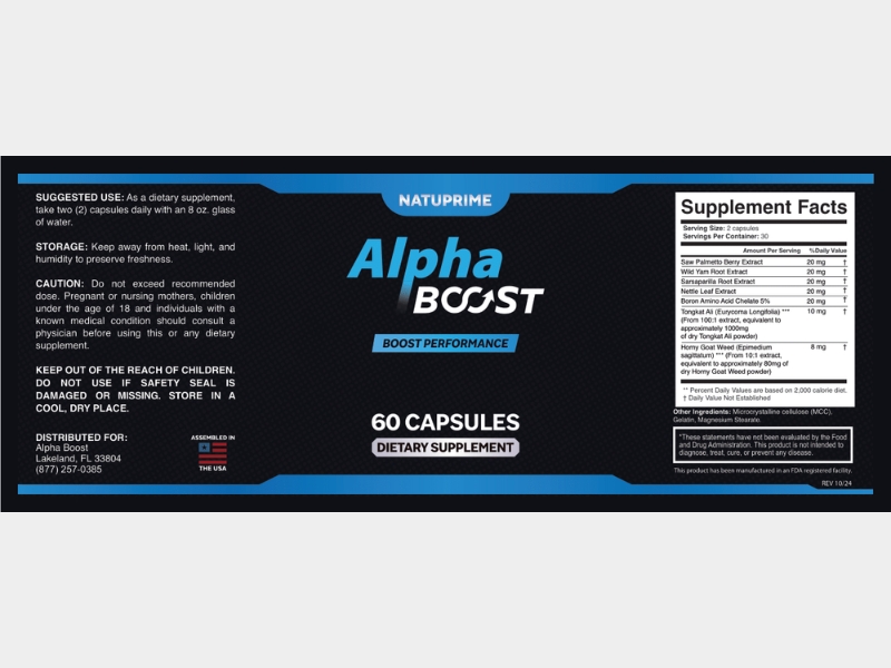 AlphaBoost Review - Truth About Alpha Boost Supplement Facts for Men's Nitric Boost Ultra Support Ingredients Label