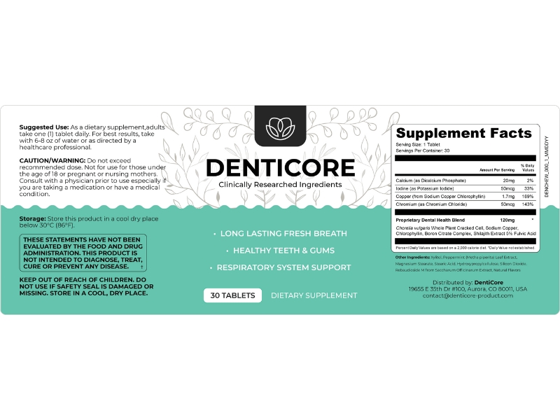 Denticore Explore the Latest Research on this Unique Dental Health Solution Supplement Facts Ingredients