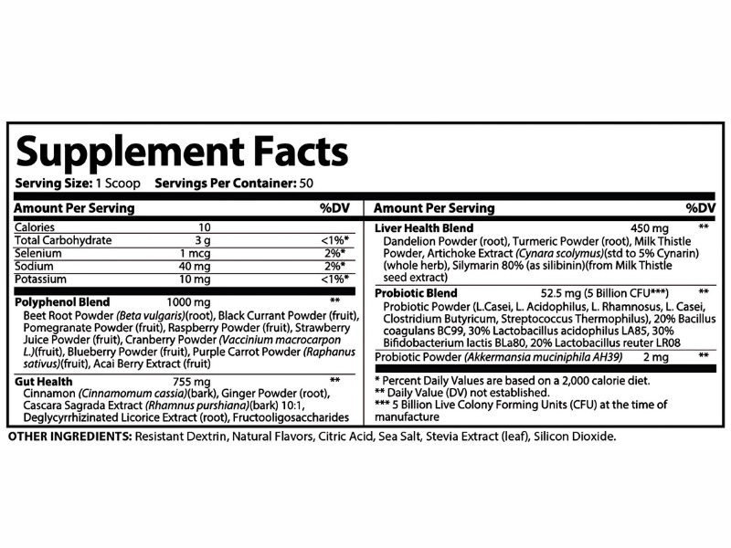 Finessa Warm Water Hack The Clean Gut Restoration Switch for Weight Loss, Liver and Digestive Support Supplement Facts