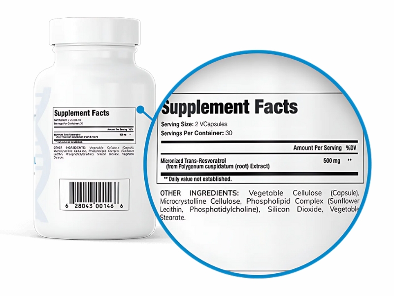 NMN Brand GenuinePurity Nicotinamide Mononucleotide with Clinically-Dosed Liposomal Encapsulation Supplement Facts