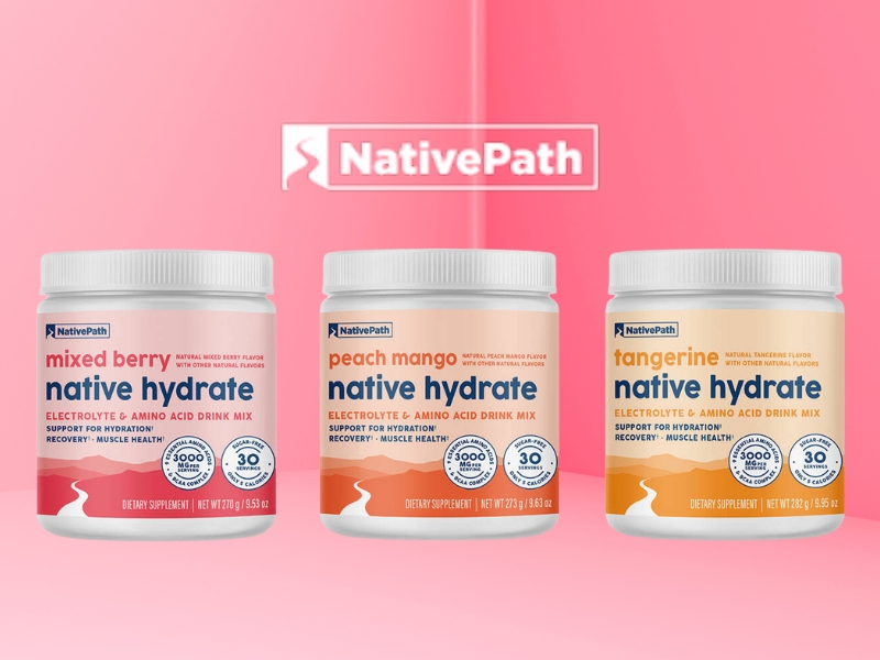 Native Hydrate Reviews Best Hydration Supplement with Peach Mango, Mixed Berry and Tangerine Flavored-Water Drink Mix Options