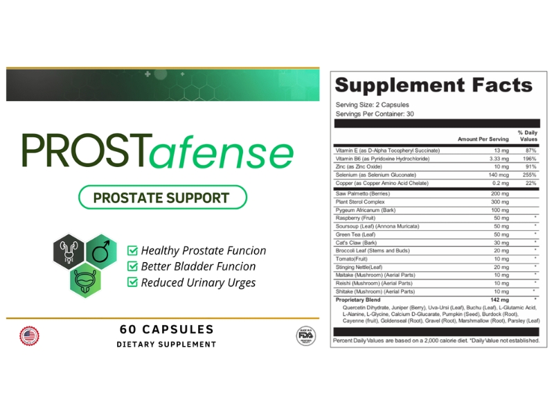 ProstAfense Military-Inspired Prostate Reset Protocol for Stronger Flow in Aging Males Over 40 (New Vaporub Trick) Supplement Facts Ingredients Label
