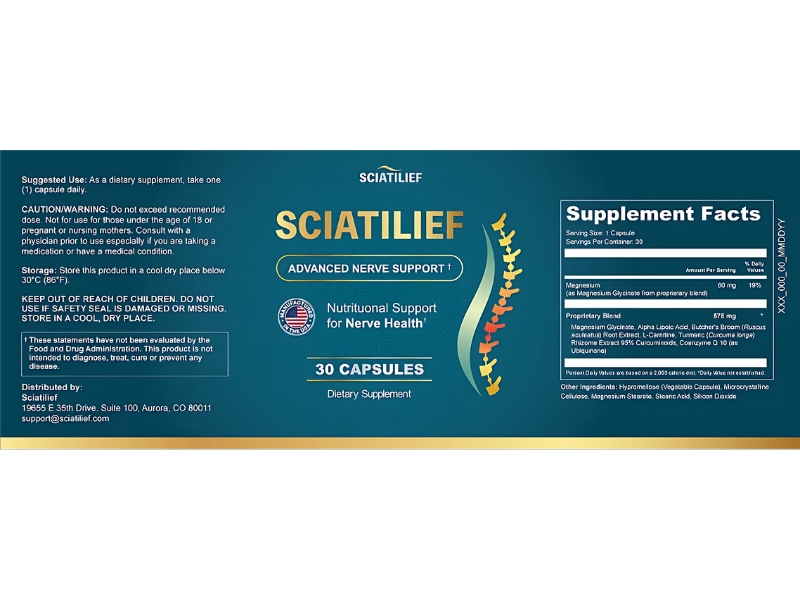 Sciatilief Review Effective Sciatica Nerve Pain Relief Support (Purple Garlic Peel Healing Code) Supplement Facts Ingredients Label