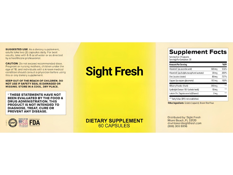 Sight Fresh Himalayan Fruit Jam Naturally Repair Blurry Eyesight Supplement Facts Ingredients Label