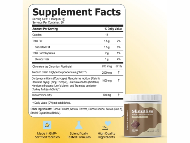 SlimBliss Review Simple Coffee Hack Loophole to Lose Weight with Slim Bliss MCT Coffee Creamer Supplement Facts Ingredients Label